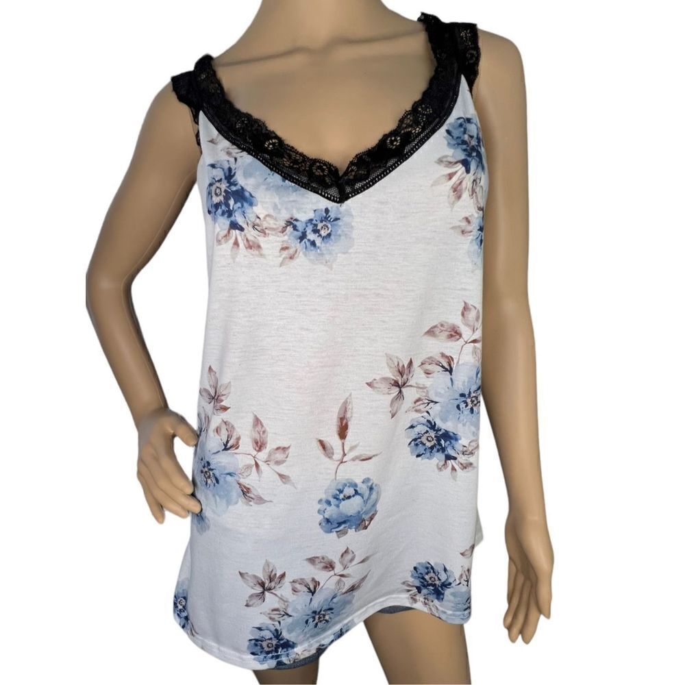 SHEIN Floral Patterned V-Neck Tank Top With Lace Straps